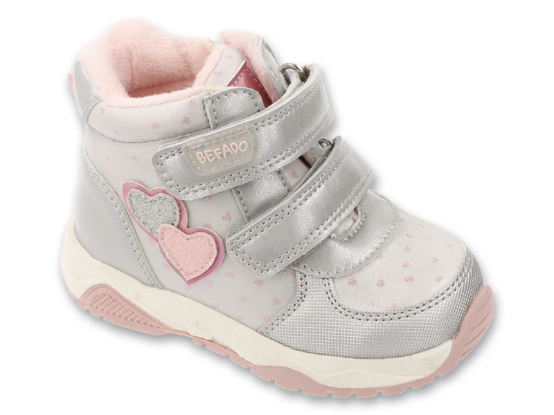 Buty-jesienne-dziewczece-Befado-ICE-HEART-srebrno-rozowe-z-serduszkami.jpg