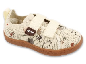 Kremowe-buty-dzieciece-Barefoot-Sport-Befado-z-dwoma-rzepami-i-motywem-zwierzatek--widok-z-przodu.jpg