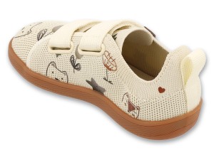 Kremowe-buty-barefoot-dla-dzieci-Befado-Sport-z-dwoma-rzepami--widok-od-tylu,-elastyczna-tekstylna-cholewka.jpg