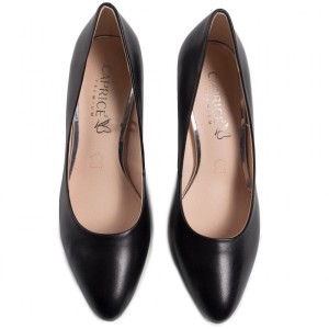 Caprice obuwie wizytowe skórzane szpilki czarne Caprice 9-22414 Black