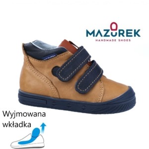 Mazurek 1302 skórzane buty dziecięce dla chłopca Mazurek 1302  j.brąz granat
