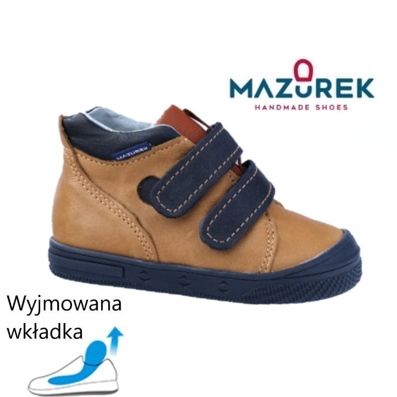 Mazurek 1302 skórzane buty dziecięce dla chłopca Mazurek 1302  j.brąz granat