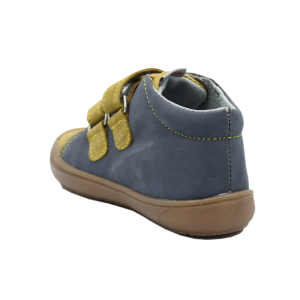 Mazurek 1264 skórzane buciki dziecięce półbuty chłopięce na rzepy 1264 szary c.żółty