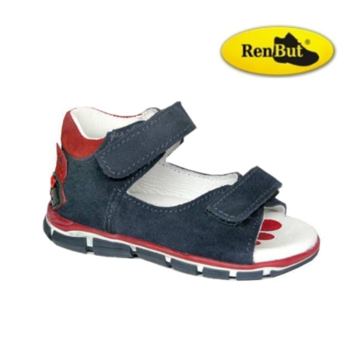 RenBut 11-1549 skórzane sandały dziecięce na rzepy 11-1549 0120 GRANAT / CZERWONY