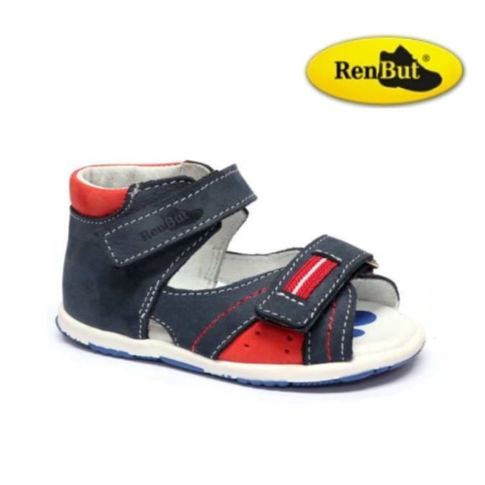 RenBut 11-097 skórzane pierwsze sandałki dziecięce na rzepy 11-097 0120 GRANAT / CZERWONY