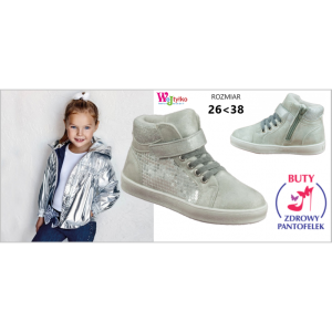 Wojtyłko 21024 buty dziecięce na rzep dla dziewczynki Trzewiki Wojtyłko 3A21024 5A21024