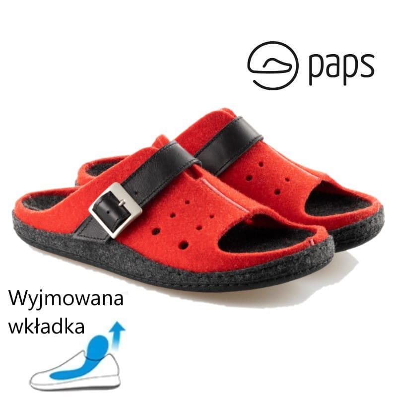 Paps damskie obuwie domowe do wkładek ortopedycznych np. Vasyli Paps 1050-005 filc
