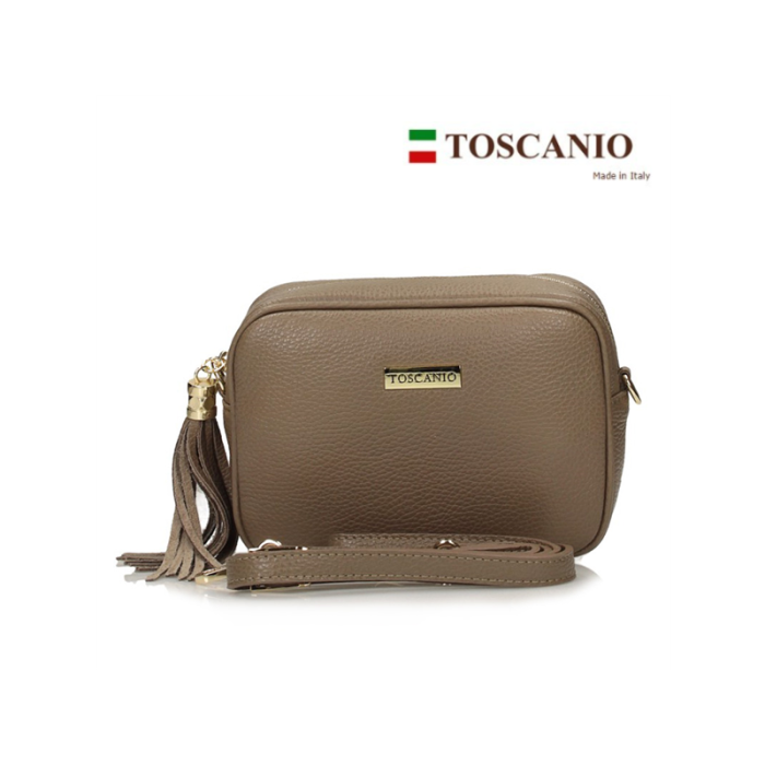 Skórzana torebka damska Toscanio TOS A08 BEŻOWA