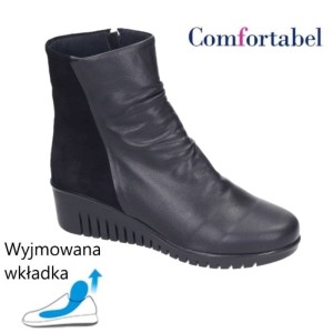 Skórzane botki na koturnie GRANAT Comfortabel 960020
