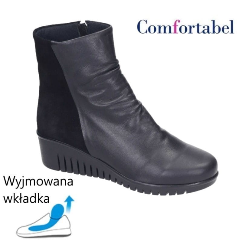 Skórzane botki na koturnie GRANAT Comfortabel 960020