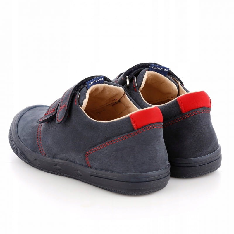 Mazurek 1361 skórzane buty dziecięce półbuty chłopięce na rzepy