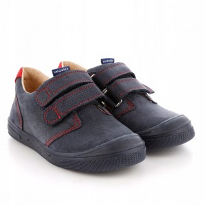 Mazurek 1361 skórzane buty dziecięce półbuty chłopięce na rzepy