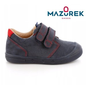 Mazurek 1361 skórzane buty dziecięce półbuty chłopięce na rzepy