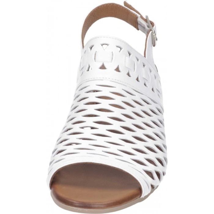 Piazza 910055 skórzane sandały damskie ażurowe BIAŁE