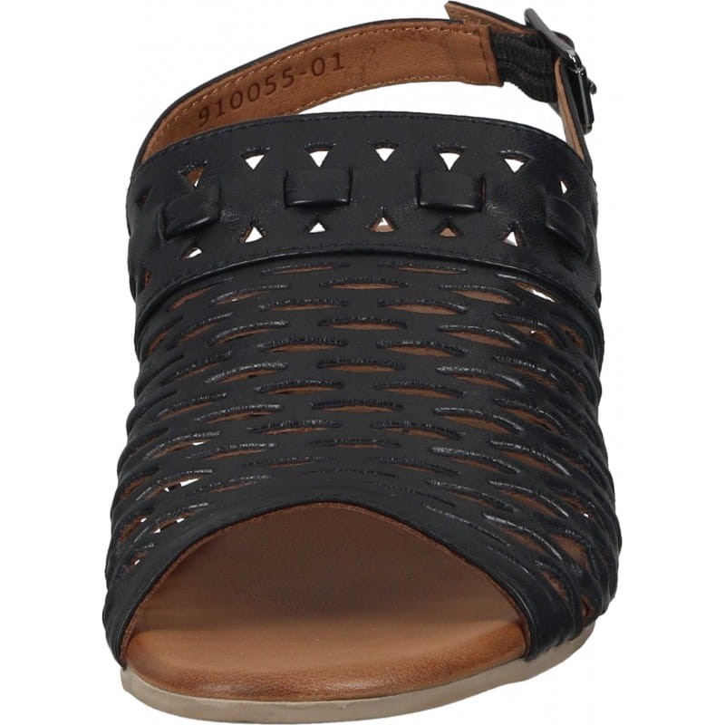 Piazza 911011 skórzane sandały damskie ażurowe CZARNE