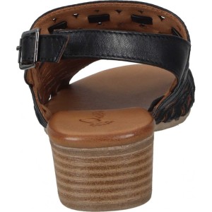 Piazza 911011 skórzane sandały damskie ażurowe CZARNE