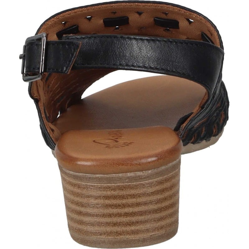 Piazza 911011 skórzane sandały damskie ażurowe CZARNE