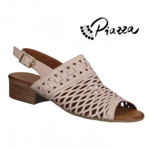 Piazza 910055-42 skórzane sandały damskie ażurowe pastelowe