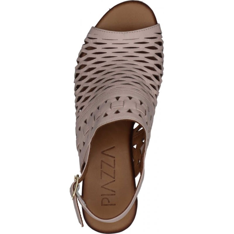 Piazza 910055-42 skórzane sandały damskie ażurowe pastelowe