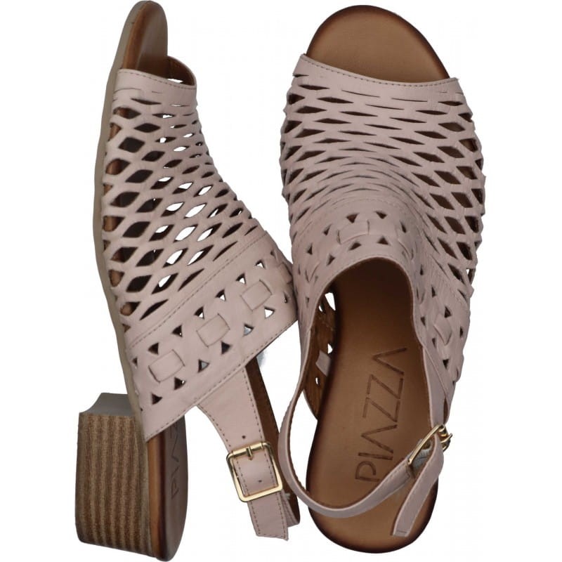 Piazza 910055-42 skórzane sandały damskie ażurowe pastelowe