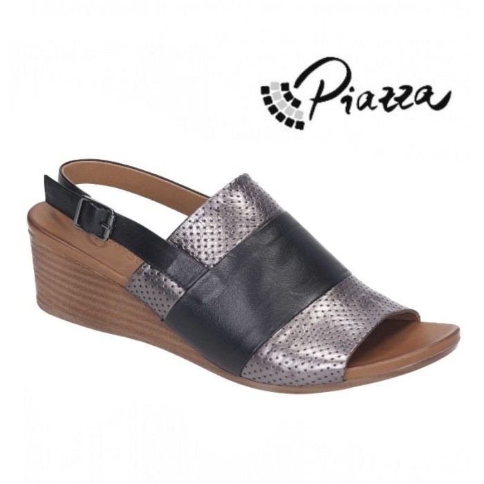 Piazza 910070-01 skórzane sandały damskie CZARNE