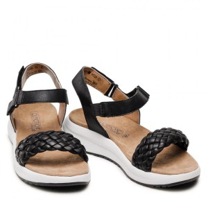 Caprice 28717 Skórzane sandały damskie na ostrogę piętową