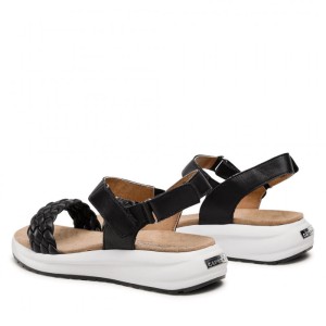 Caprice 28717 Skórzane sandały damskie na ostrogę piętową