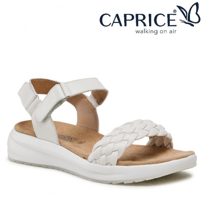 Caprice 28717 Skórzane sandały damskie na ostrogę piętową miękką piętą