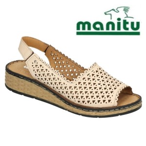 MANITU 910122 skórzane sandały damskie ażurowe