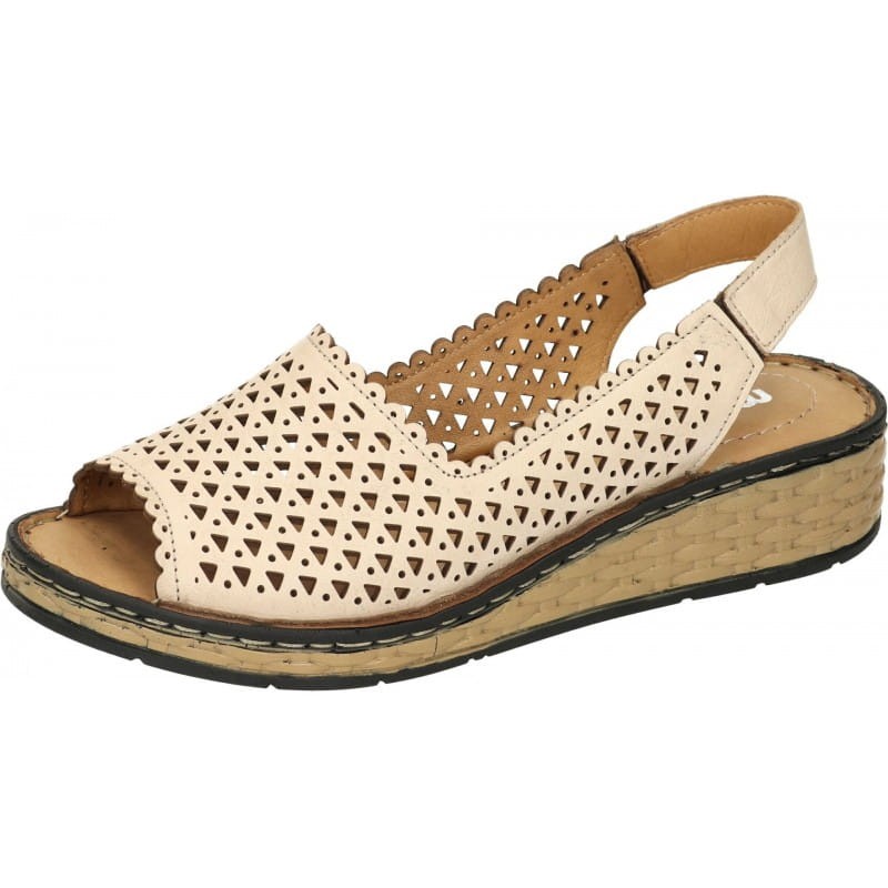 MANITU 910122 skórzane sandały damskie ażurowe