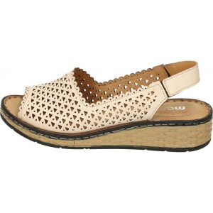 MANITU 910122 skórzane sandały damskie ażurowe