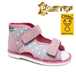 Postęp dziecięce buty profilaktyczne buty do wkładek MAJA 191 1628 POPIEL KROPKI
