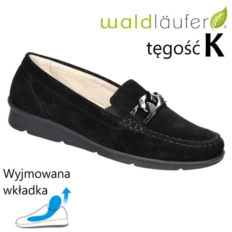 Skórzane mokasyny dla chorych na cukrzycę tęgość K obuwie komfortowe Waldlaufer 693503