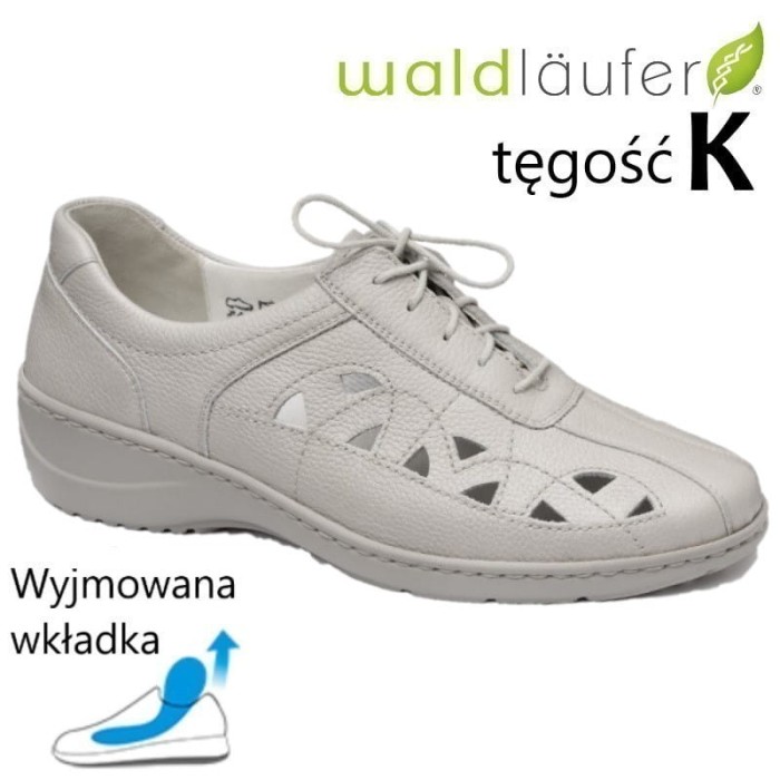 Waldlaufer 607009 skórzane półbuty damskie popiel buty do wkładek