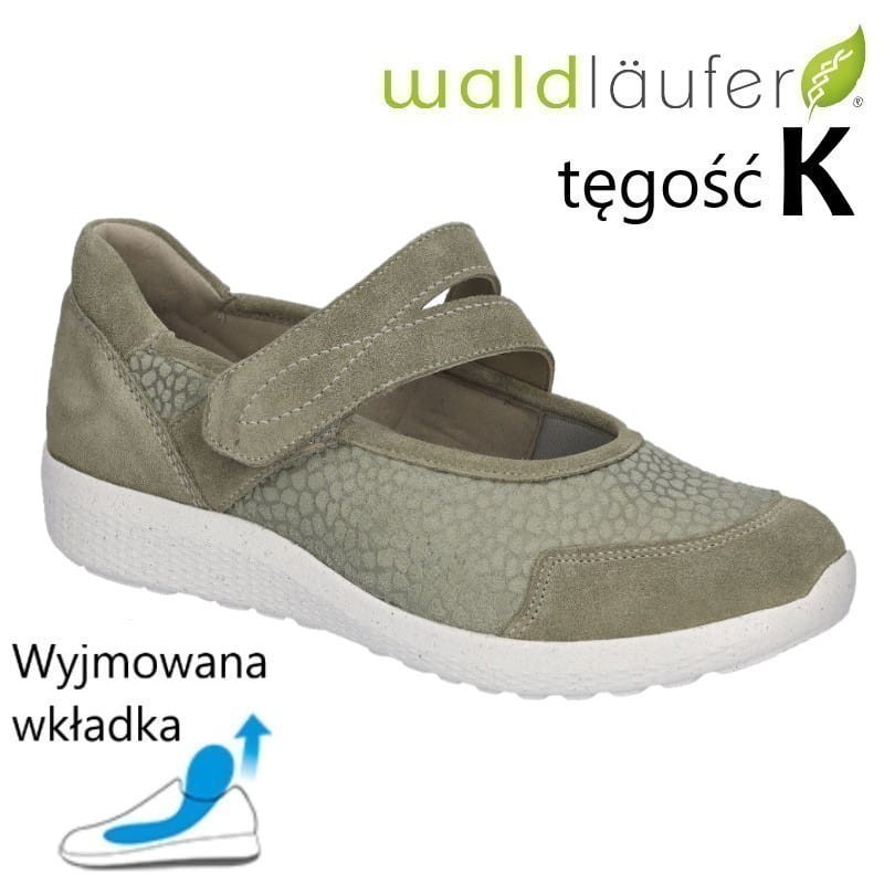 Waldlaufer 634K31 obuwie na szeroką stopę cukrzycową lekkie półbuty damskie na rzep