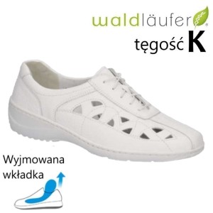 Waldlaufer 607009 skórzane półbuty damskie białe buty do wkładek