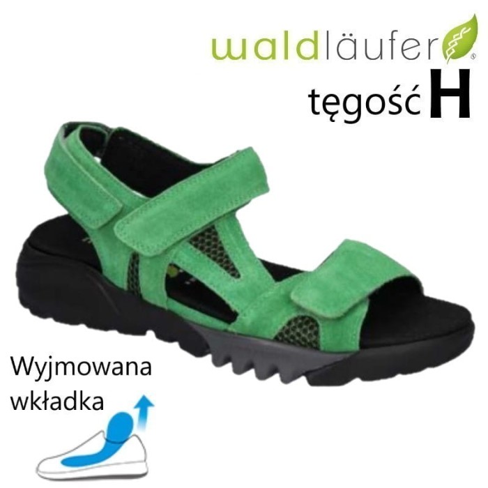 Waldlaufer 745002 skórzane sandały sportowe damskie z wyciąganą wkładka