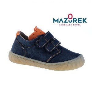 Mazurek 1361 skórzane buty dziecięce półbuty chłopięce na rzepy pierwsze buty