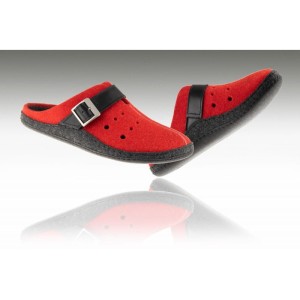 Paps męskie klapki domowe do wkładek ortopedycznych np. Vasyli Paps 1051-005 filc czerwony