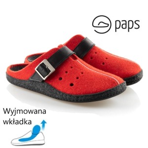 Paps damskie klapki domowe do wkładek ortopedycznych np. Vasyli Paps 1051-005 filc czerwony