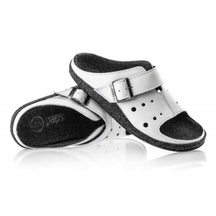 Paps męskie obuwie medyczne klapki do wkładek ortopedycznych np. Vasyli  Paps 1050-102 białe