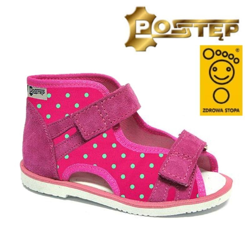 Postęp dziecięce buty profilaktyczne buty do wkładek MAJA 191 1628 POPIEL KROPKI