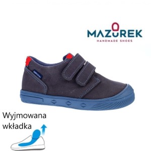 Mazurek 1361 skórzane buty dziecięce półbuty chłopięce na rzepy