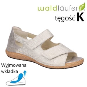 Waldlaufer 681801 skórzane sandały damskie na opuchnięte nogi