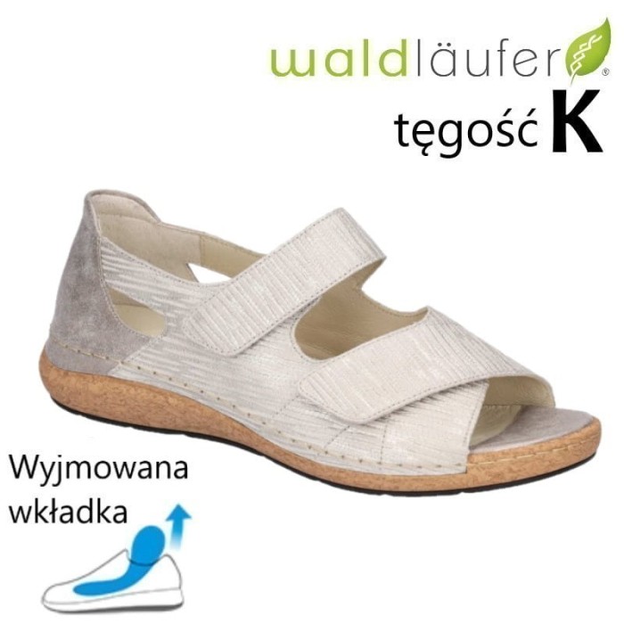 Waldlaufer 681801 skórzane sandały damskie na opuchnięte nogi