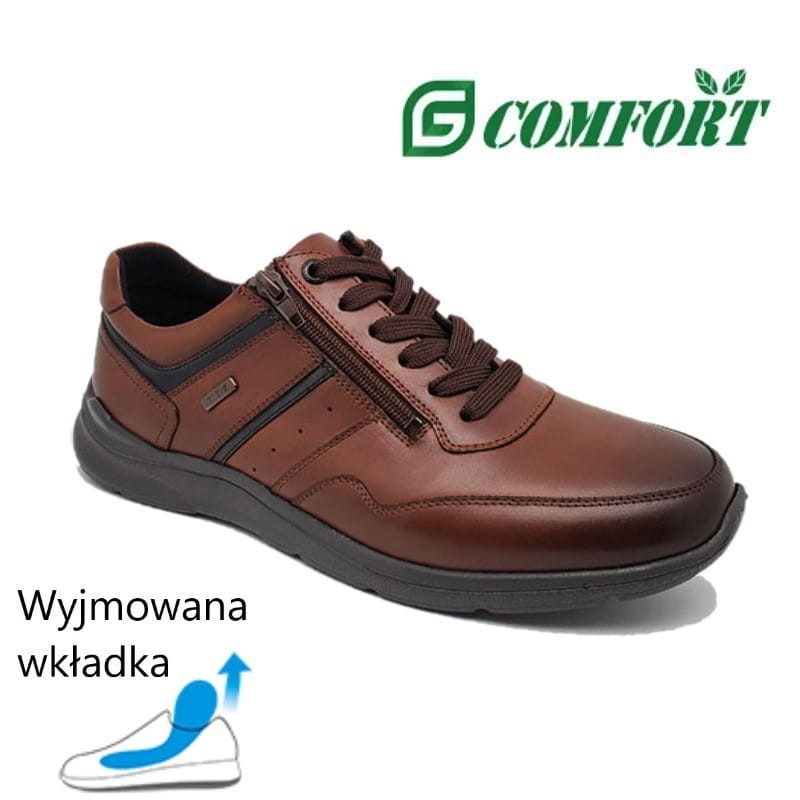 G-COMFORT skórzane półbuty męskie S-963 brązowe