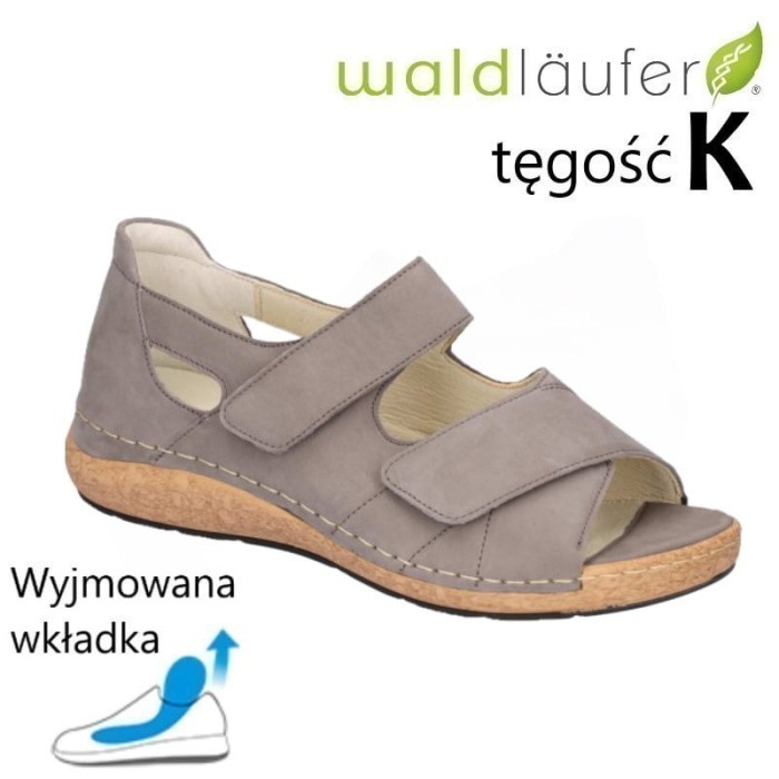 Waldlaufer 681801 skórzane sandały damskie na opuchnięte nogi