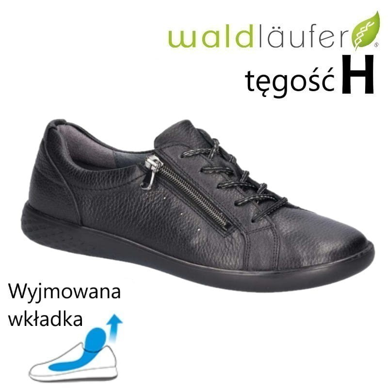 Waldlaufer 947001 skórzane damskie czarne półbuty