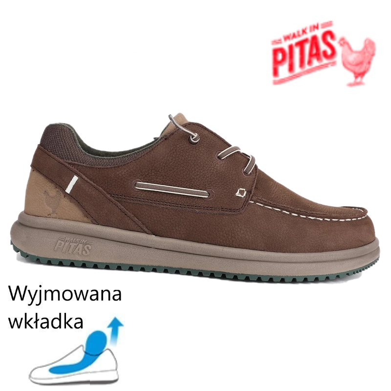 PITAS ultralekkie skórzane półbuty Pitas JAVA MARRON