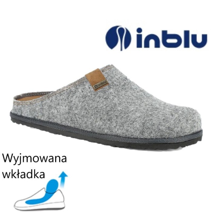 Inblu kapcie męskie papcie domowe męskie INBLU SI siwe